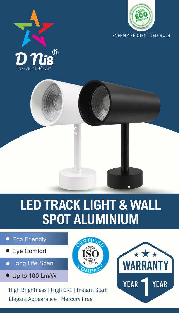 D ni8 LED Track Light & Wall Spot Aluminium